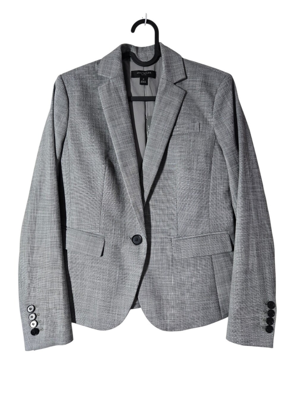 Ann Taylor Gray Single Button Lined Blazer Jacket